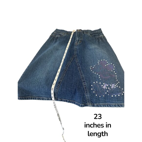 Disney Store Mickey Mouse Denim Skirt | Y2K Rhinestone Embellished | Y2K Revival - Picture 6 of 7